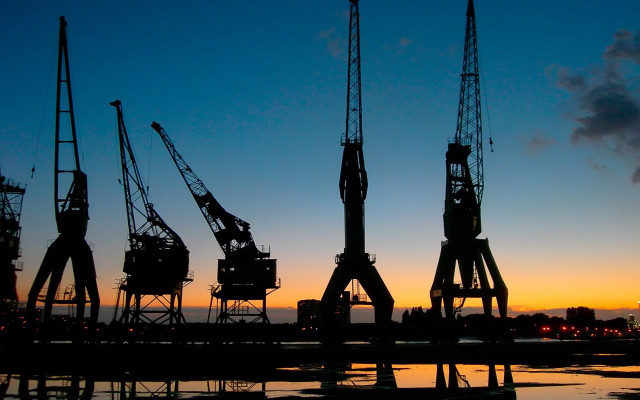 Cranes beach sunset cityscape silhouette free wallpaper for desktop - medium preview image