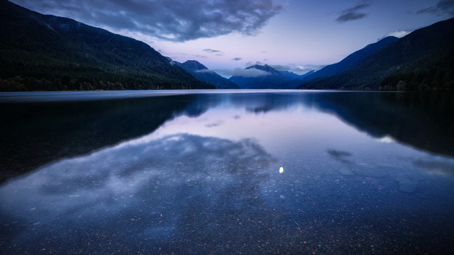 Lake mountains cloudy sky aurora free wallpaper for desktop - medium preview image