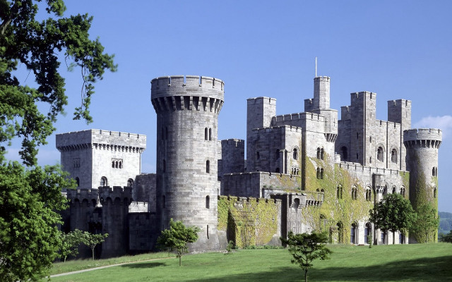 Castle gothic park trees sky free wallpaper for desktop - medium preview image