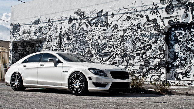 White car graffiti wall modern free wallpaper for desktop - medium preview image
