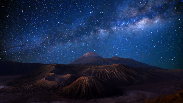 Night sky mountains milky way free wallpaper for desktop - medium preview image
