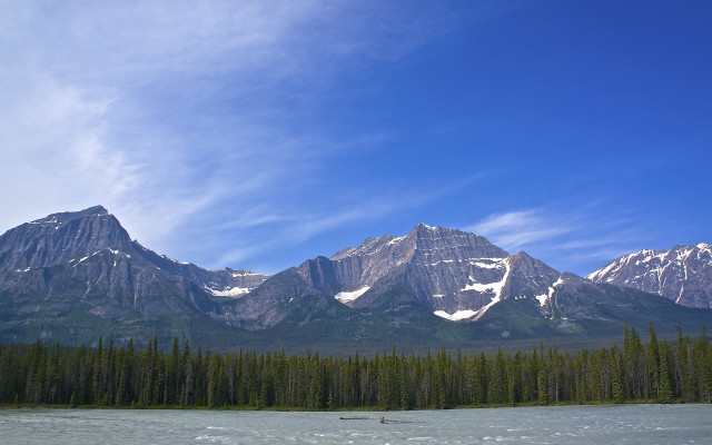 Mountain range lake trees pine free wallpaper for desktop - medium preview image