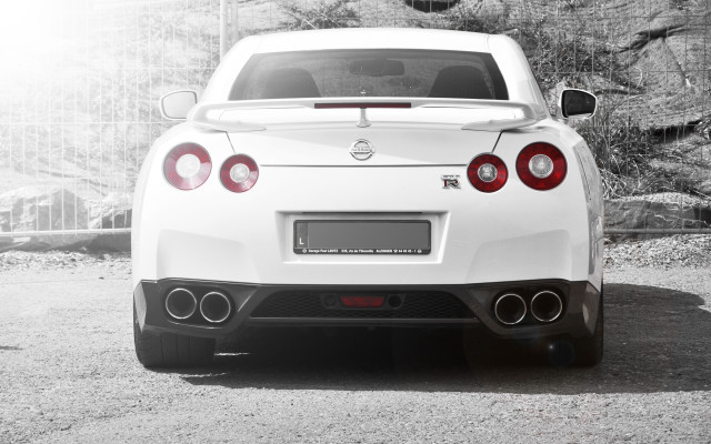 White sports car rear lights free wallpaper for desktop - medium preview image