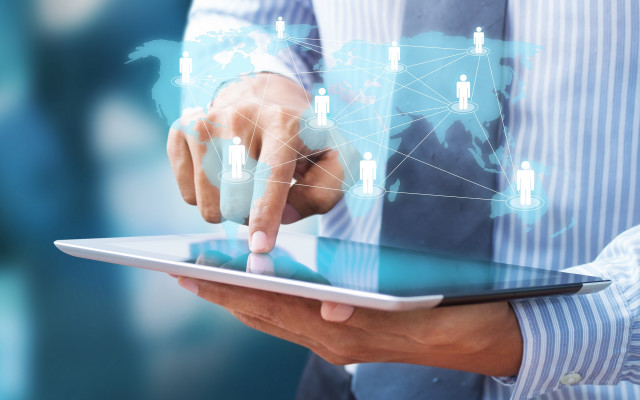 Man suit tablet world map free wallpaper for desktop - medium preview image