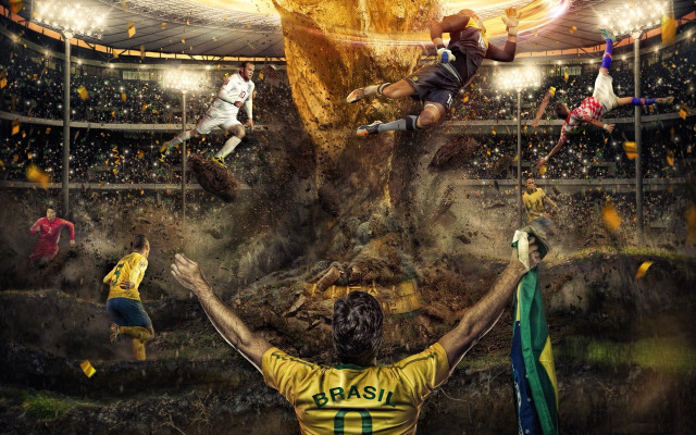 Stadium celebration fireworks city night free wallpaper for desktop - medium preview image