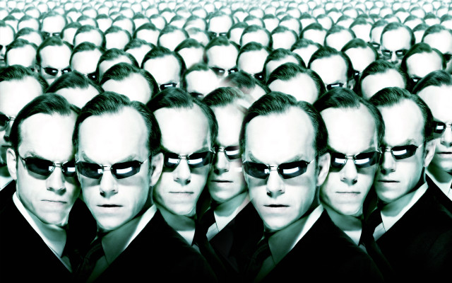 Men suits sunglasses surreal neo free wallpaper for desktop - medium preview image