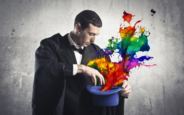 Man tuxedo blue hat paint free wallpaper for desktop - medium preview image