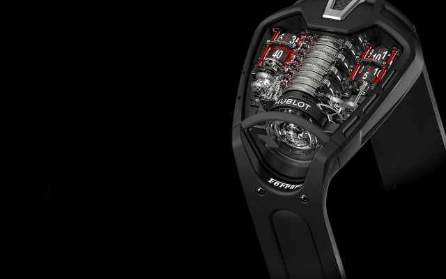 Watch black dial red accents free wallpaper for desktop - medium preview image