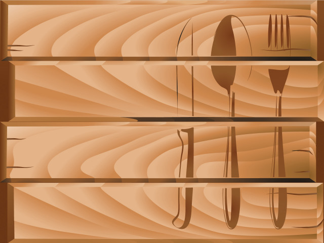Wooden shelf knife fork spoon free wallpaper for desktop - medium preview image