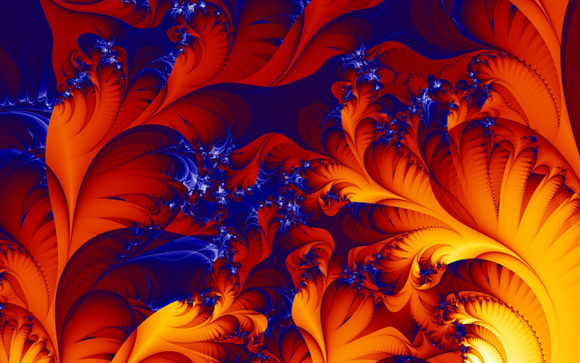 Fractal orange blue fire burn free wallpaper for desktop - medium preview image