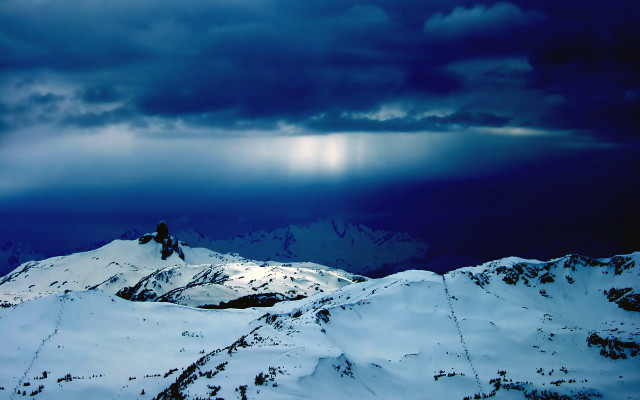 Snowy mountain cloudy sky cinematic free wallpaper for desktop - medium preview image