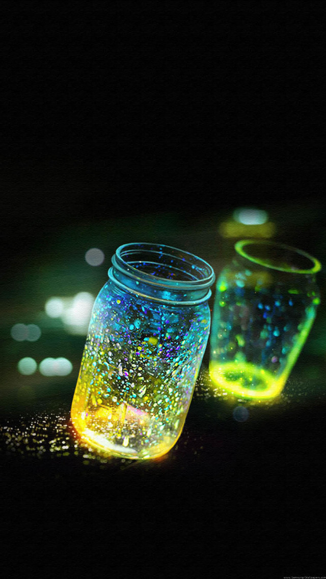 Two jars colored lights table free wallpaper for mobile - medium preview image