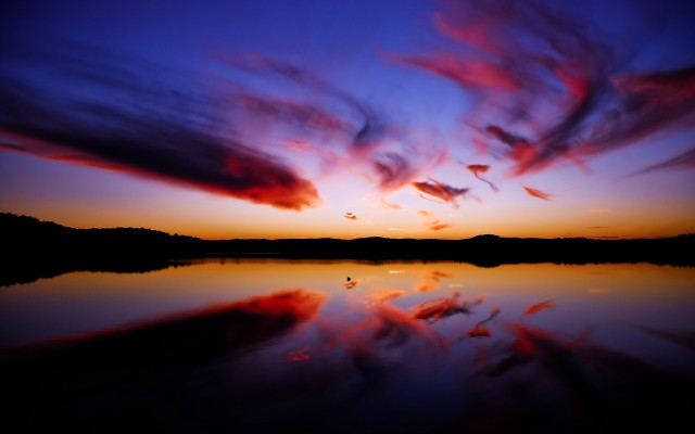 Sunset clouds reflection mountain city free wallpaper for desktop - medium preview image
