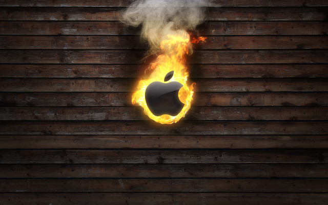 Fire apple wall smoke 3d free wallpaper for desktop - medium preview image