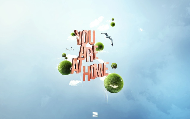 Blue sky green balls bird free wallpaper for desktop - medium preview image