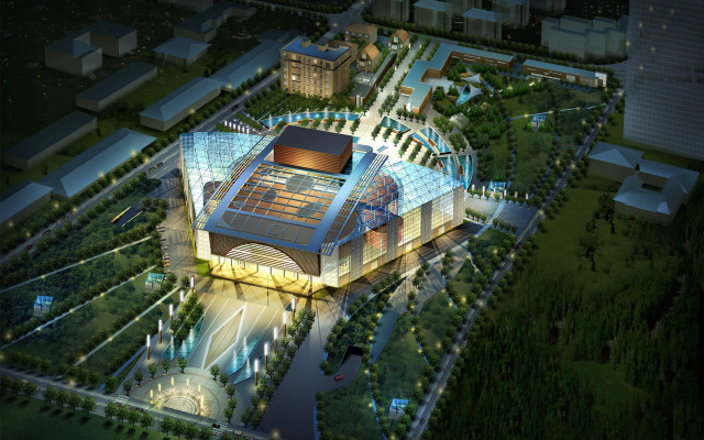 Large building lights trees edi free wallpaper for desktop - medium preview image