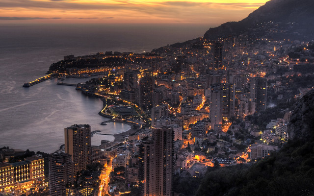 City night ocean lights skyline free wallpaper for desktop - medium preview image