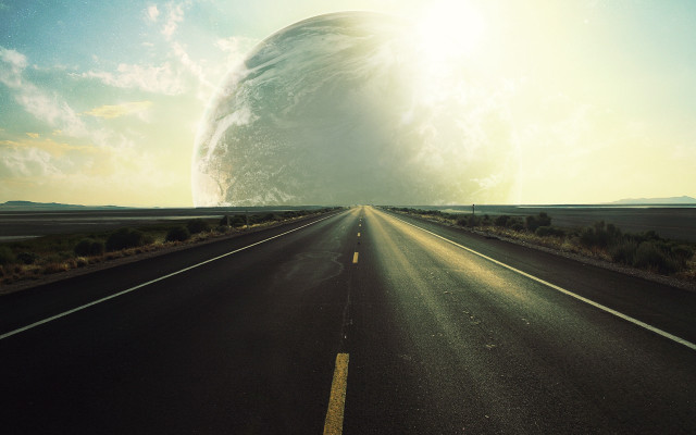 Large object road sky moon free wallpaper for desktop - medium preview image