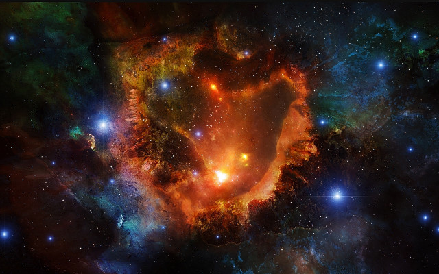 Heart shaped star cluster space free wallpaper for desktop - medium preview image