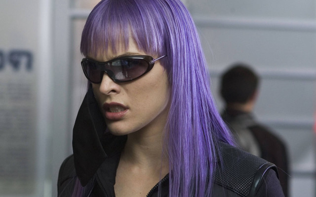 Purple hair woman cosplay sunglasses free wallpaper for desktop - medium preview image