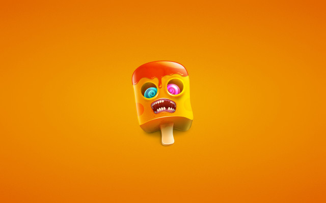 Popsicle face yellow red blue free wallpaper for desktop - medium preview image