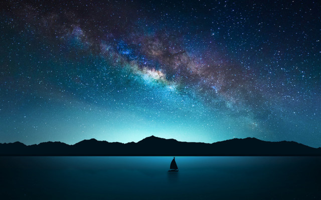 Boat lake night sky stars #2 free wallpaper for desktop - medium preview image