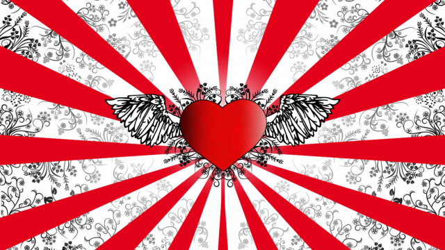 Heart wings floral red japanese free wallpaper for desktop - medium preview image