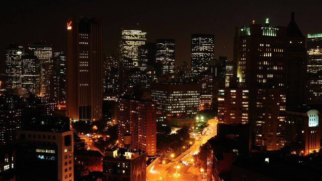 City lights night bridge fireworks free wallpaper for desktop - medium preview image