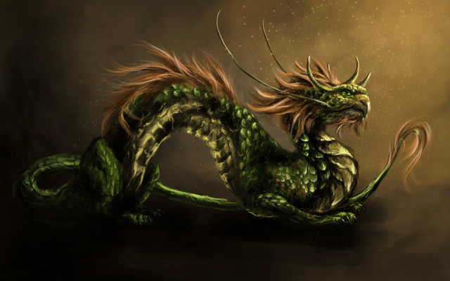 Green dragon curled tail closed free wallpaper for desktop - medium preview image