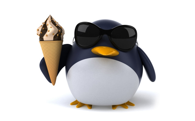 Penguin sunglasses icecream sundae 3d free wallpaper for desktop - medium preview image