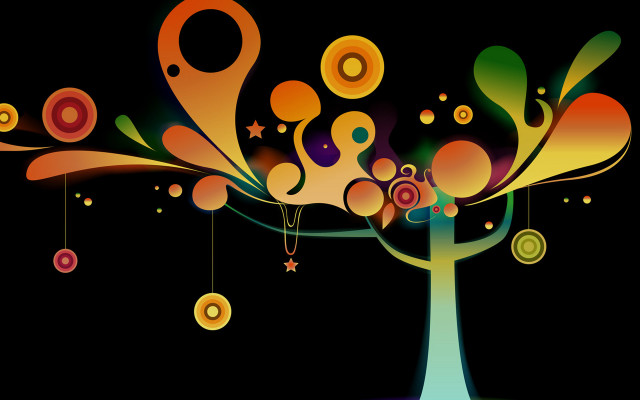 Colorful tree circles stars abstract free wallpaper for desktop - medium preview image