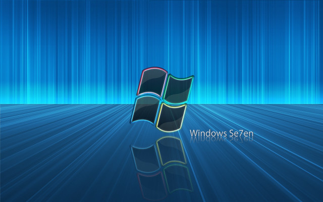 Blue background windows logo reflection free wallpaper for desktop - medium preview image