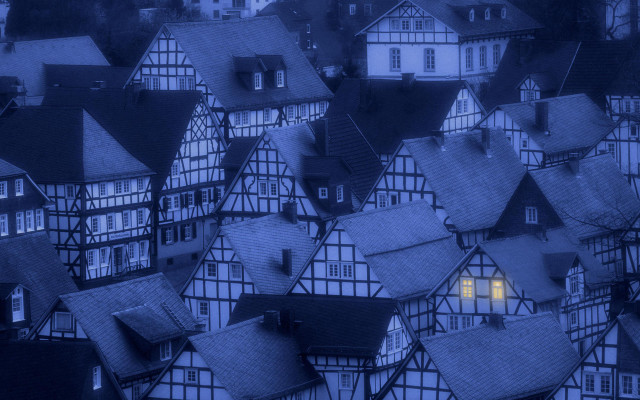 Cityscape clock tower night berndfasching free wallpaper for desktop - medium preview image