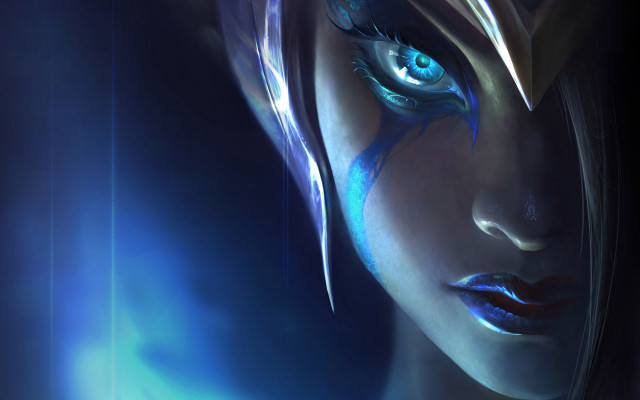 Blue eyes blue hair glowing free wallpaper for desktop - medium preview image