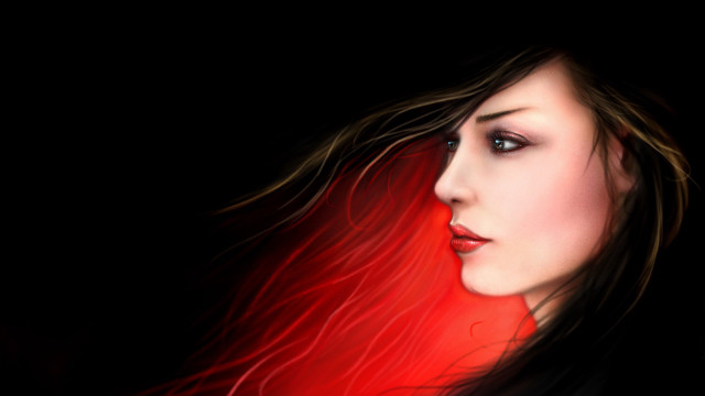 Gothic digital painting longhair redlips free wallpaper for desktop - medium preview image