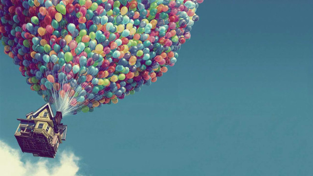 Floating house balloons in the #6 free wallpaper for desktop - medium preview image