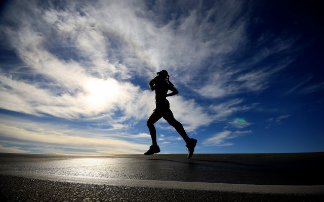 Beach run blue sky clouds free wallpaper for desktop - medium preview image