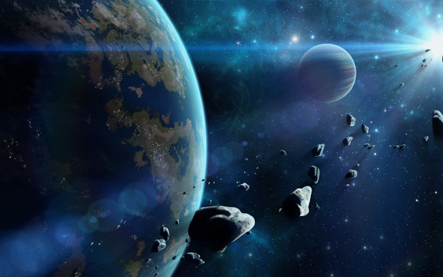 Space rocks large planet star free wallpaper for desktop - medium preview image