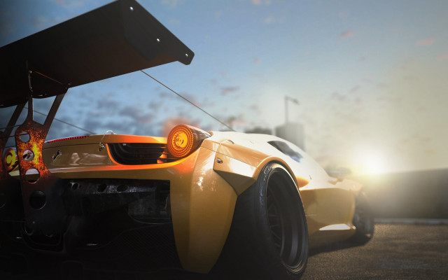 Yellow sports car bright light free wallpaper for desktop - medium preview image