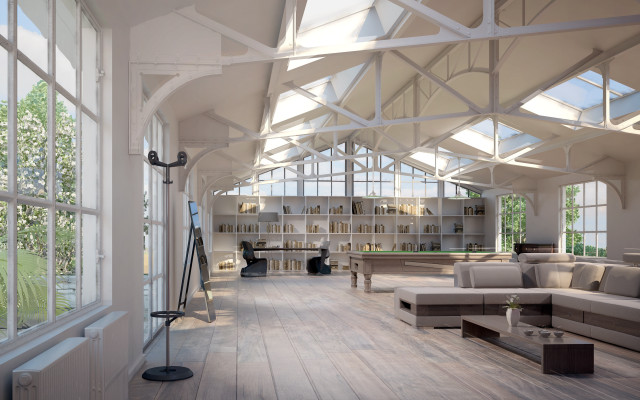 Large room windows furniture skylight free wallpaper for desktop - medium preview image