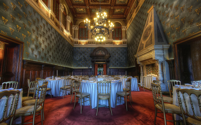 Dining room chandelier white tablecloths free wallpaper for desktop - medium preview image