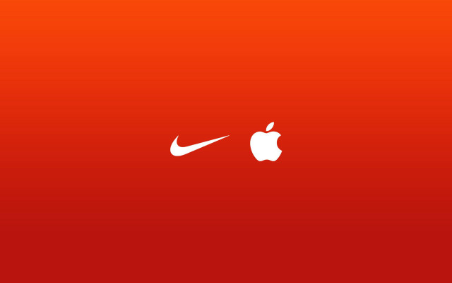 Red apple nike logo digital free wallpaper for desktop - medium preview image