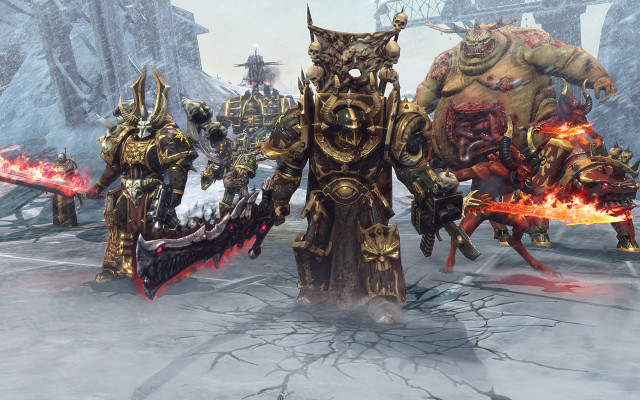 Warhammers snowy battle demon flame free wallpaper for desktop - medium preview image