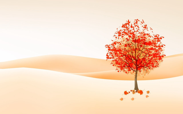 Red leaves desert tree sunset free wallpaper for desktop - medium preview image
