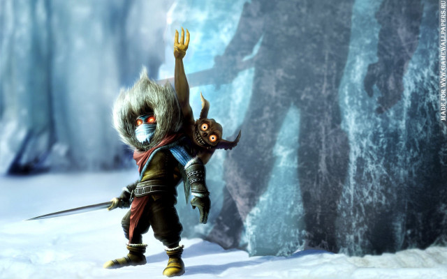 Cartoon sword mountain ice glow free wallpaper for desktop - medium preview image