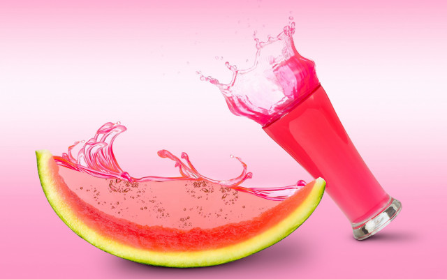 Watermelon slice juice splash pink free wallpaper for desktop - medium preview image