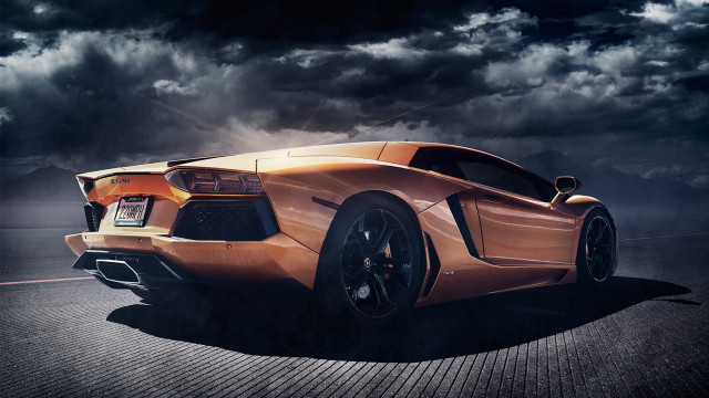 Stormy sky sports car clouds free wallpaper for desktop - medium preview image