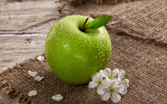 Green apple leaf flower burlap free wallpaper for desktop - medium preview image