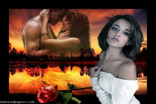 Woman white dress rose man free wallpaper for desktop - medium preview image