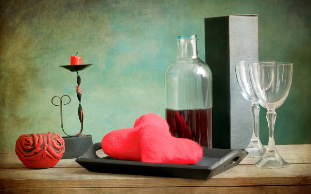 Romantic still life candle wine free wallpaper for desktop - medium preview image